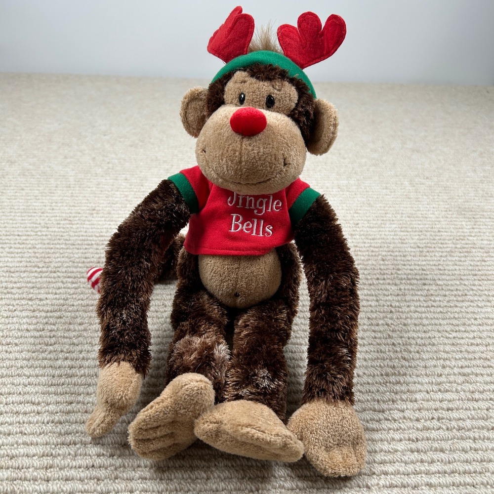 Aurora World Cheeky Charlie Plush Monkey 15" Christmas Reindeer Holiday
